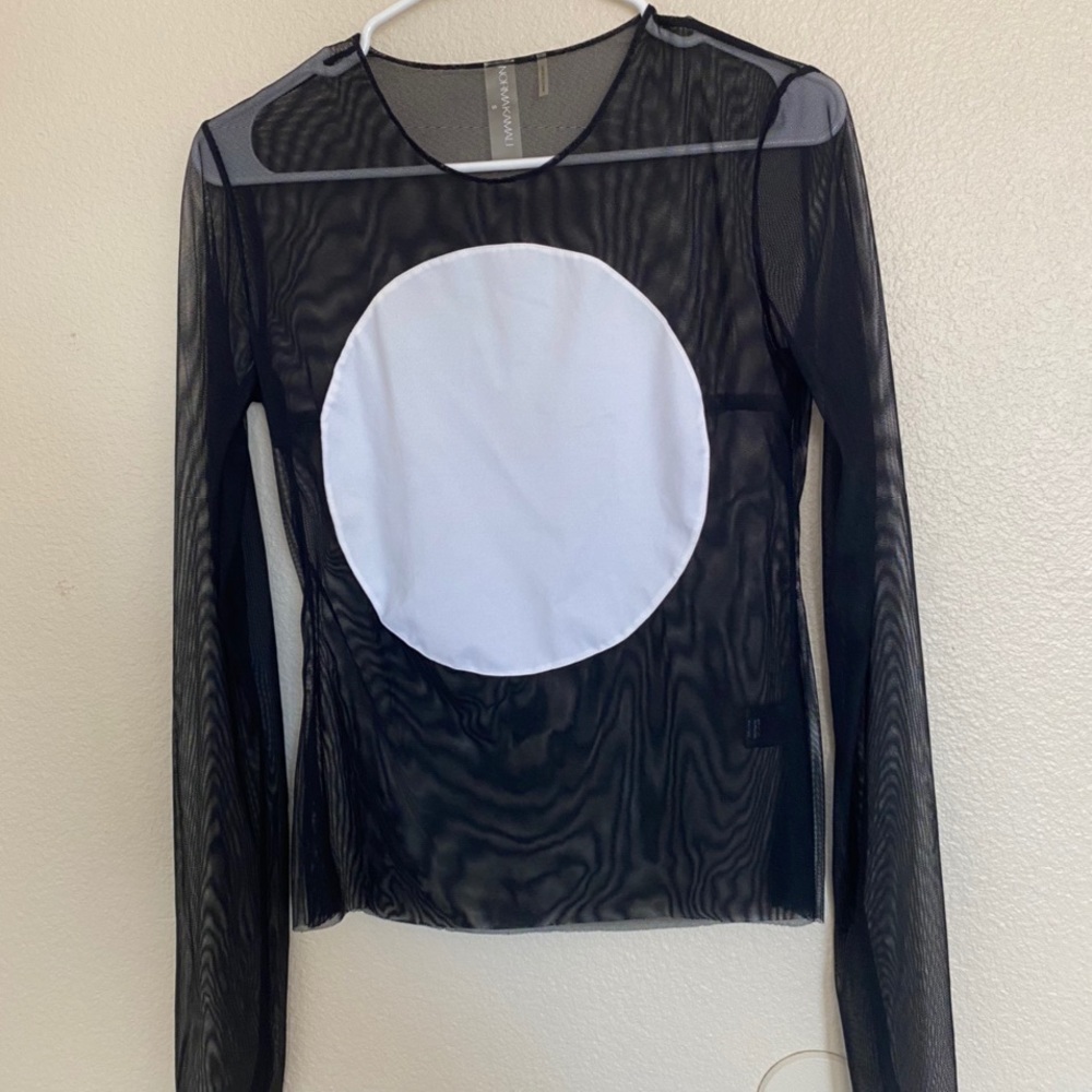 Norma Kamali Black Mesh Top Size S
